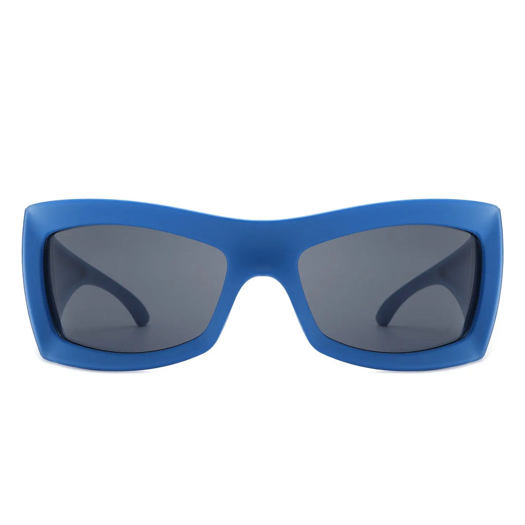Skytalon - Retro Square Chunky Wrap Around Sunglasses Cramilo Eyewear