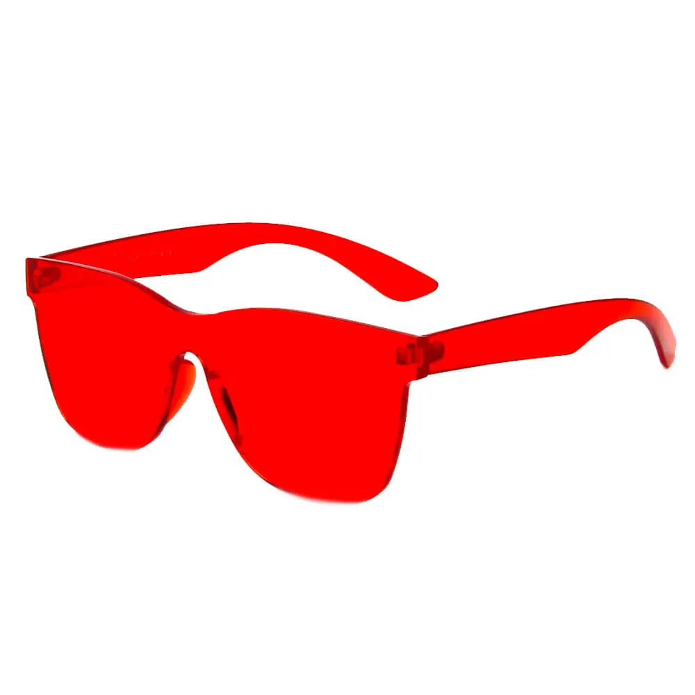LEMOORE | Retro Flat Lens Candy Color Square Rimless Tinted Colorful Lenses Sunglasses Cramilo Eyewear