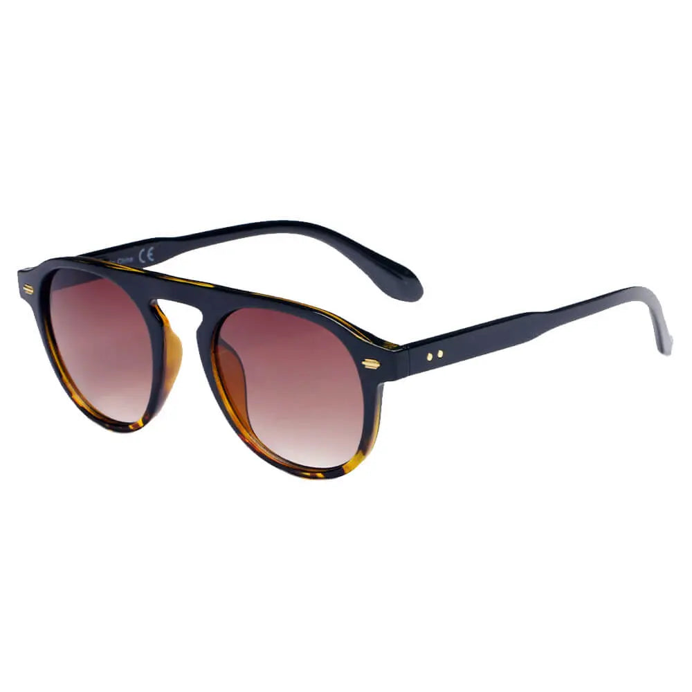 CADIZ | Unisex Round Carrera Fashion Round Brow Bar Sunglasses Cramilo Eyewear - Stylish Trendy Affordable Sunglasses