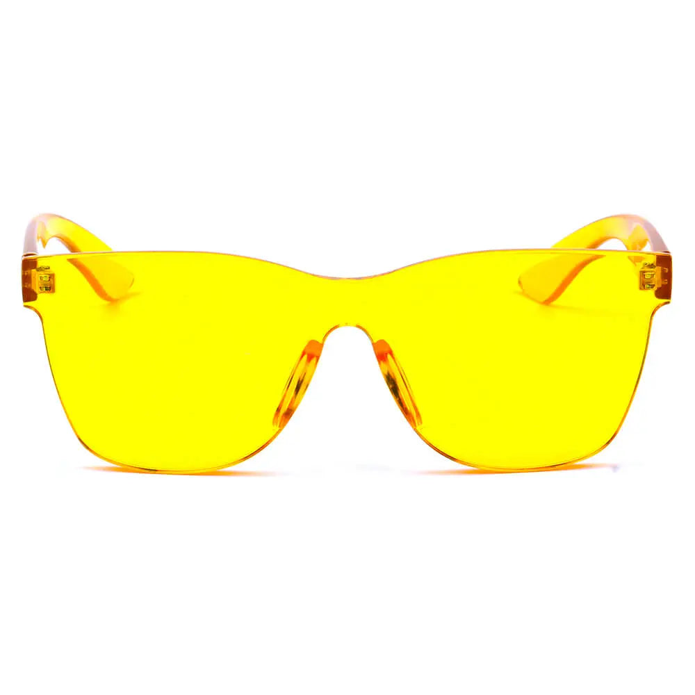 LEMOORE | Retro Flat Lens Candy Color Square Rimless Tinted Colorful Lenses Sunglasses Cramilo Eyewear