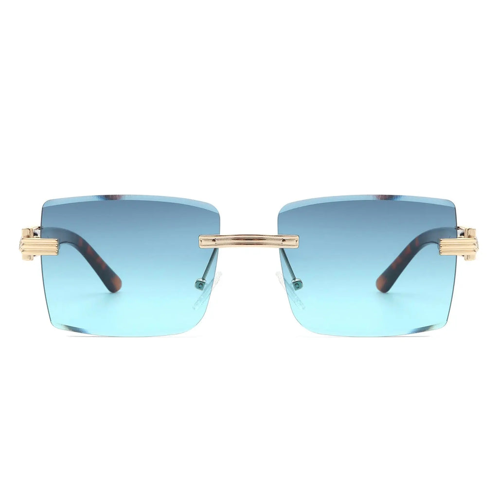 Tycho - Retro Rimless Square Tinted Flat Top Sunglasses Cramilo Eyewear