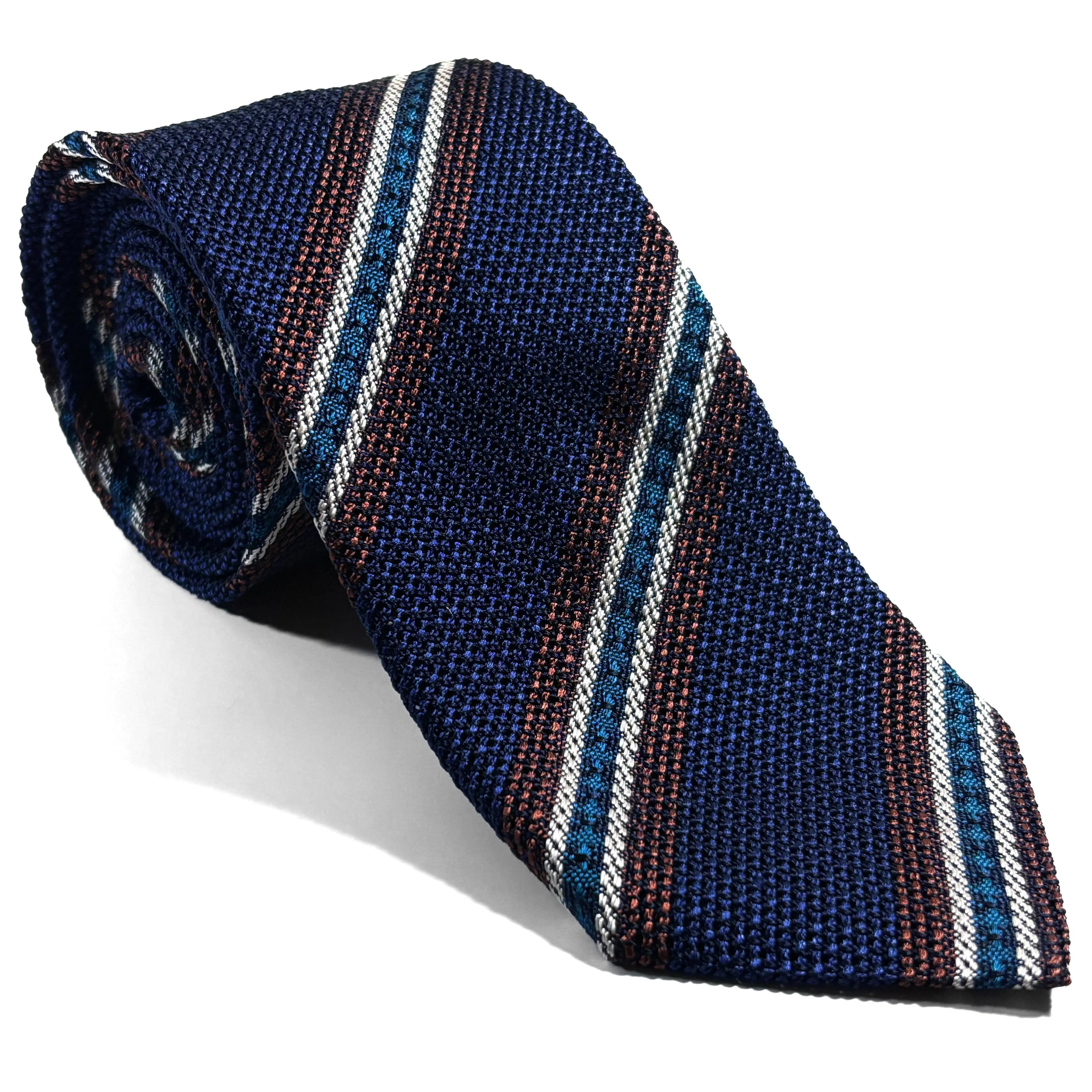 Blue Striped Italian Silk Grenadine Tie Potomac Tie Company