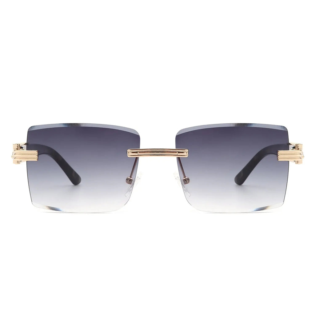 Tycho - Retro Rimless Square Tinted Flat Top Sunglasses Cramilo Eyewear
