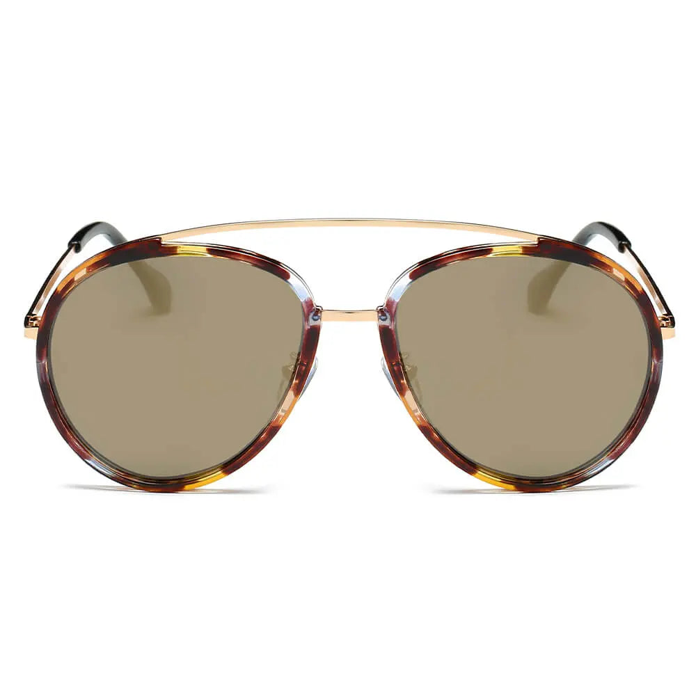 FARMINDALE | Polarized Circle Round Brow-Bar Fashion Sunglasses Cramilo Eyewear