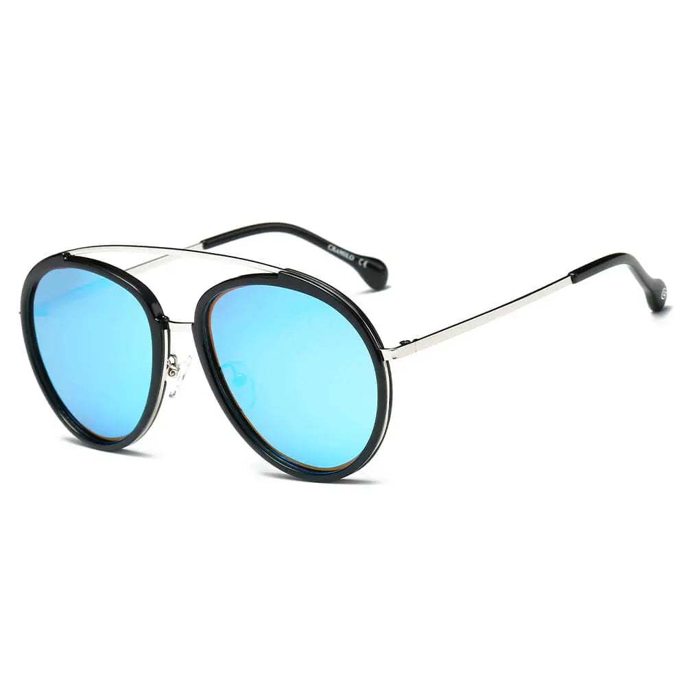 FARMINDALE | Polarized Circle Round Brow-Bar Fashion Sunglasses Cramilo Eyewear