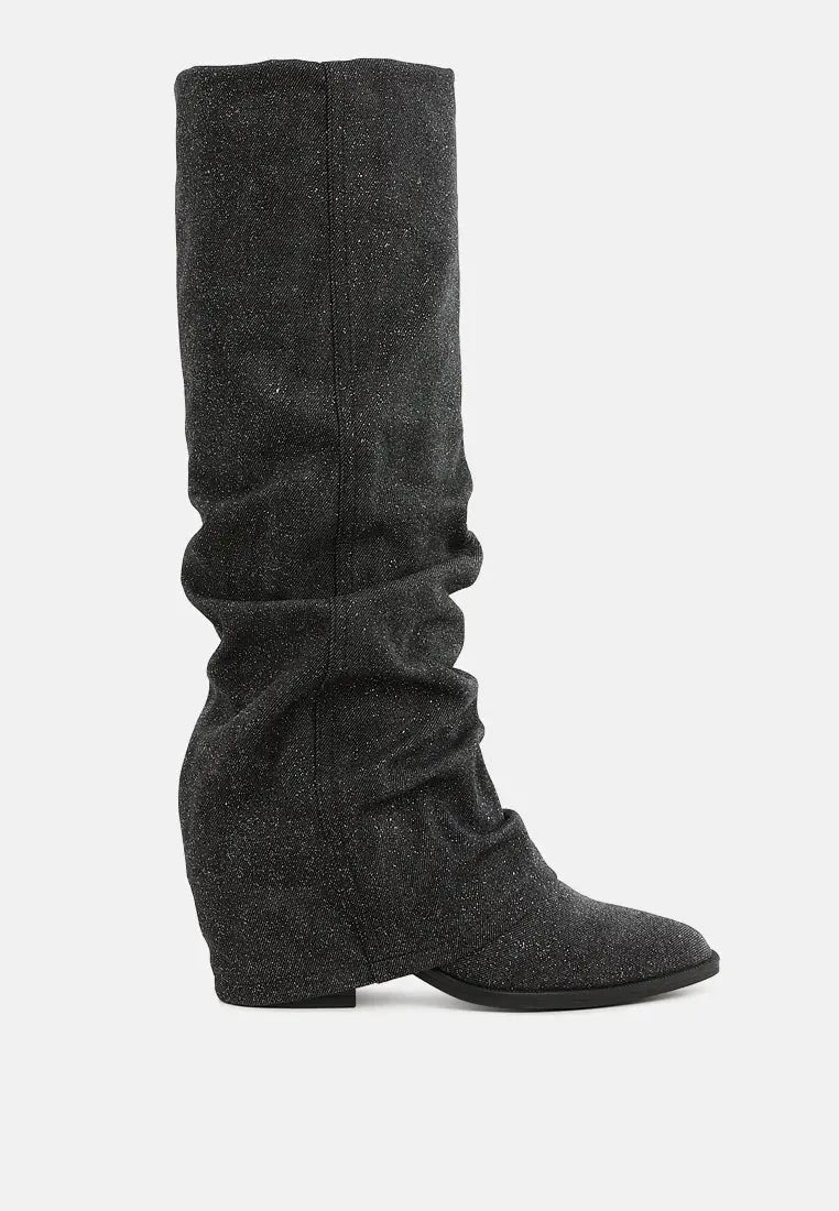Capella Fold-Over Slouchy Denim Boot London Rag