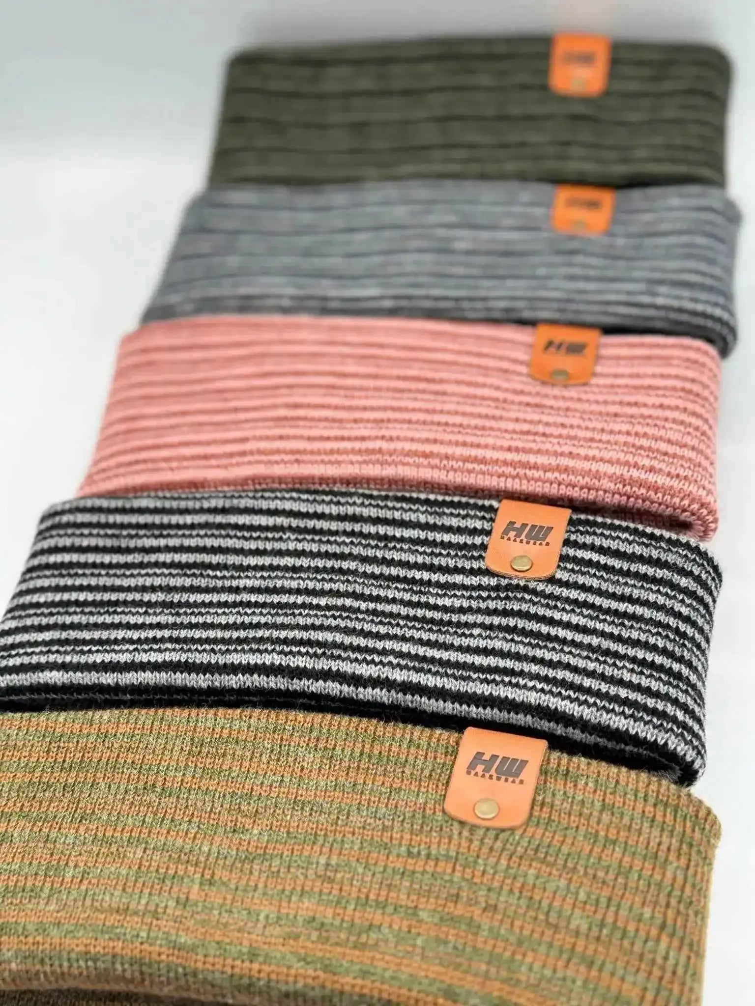 Classic Contrast Cuffed Beanie, Brown and Green Haakwear