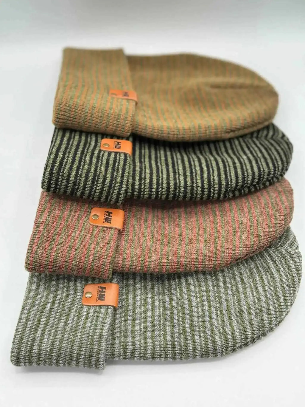 Classic Contrast Cuffed Beanie, Brown and Green Haakwear