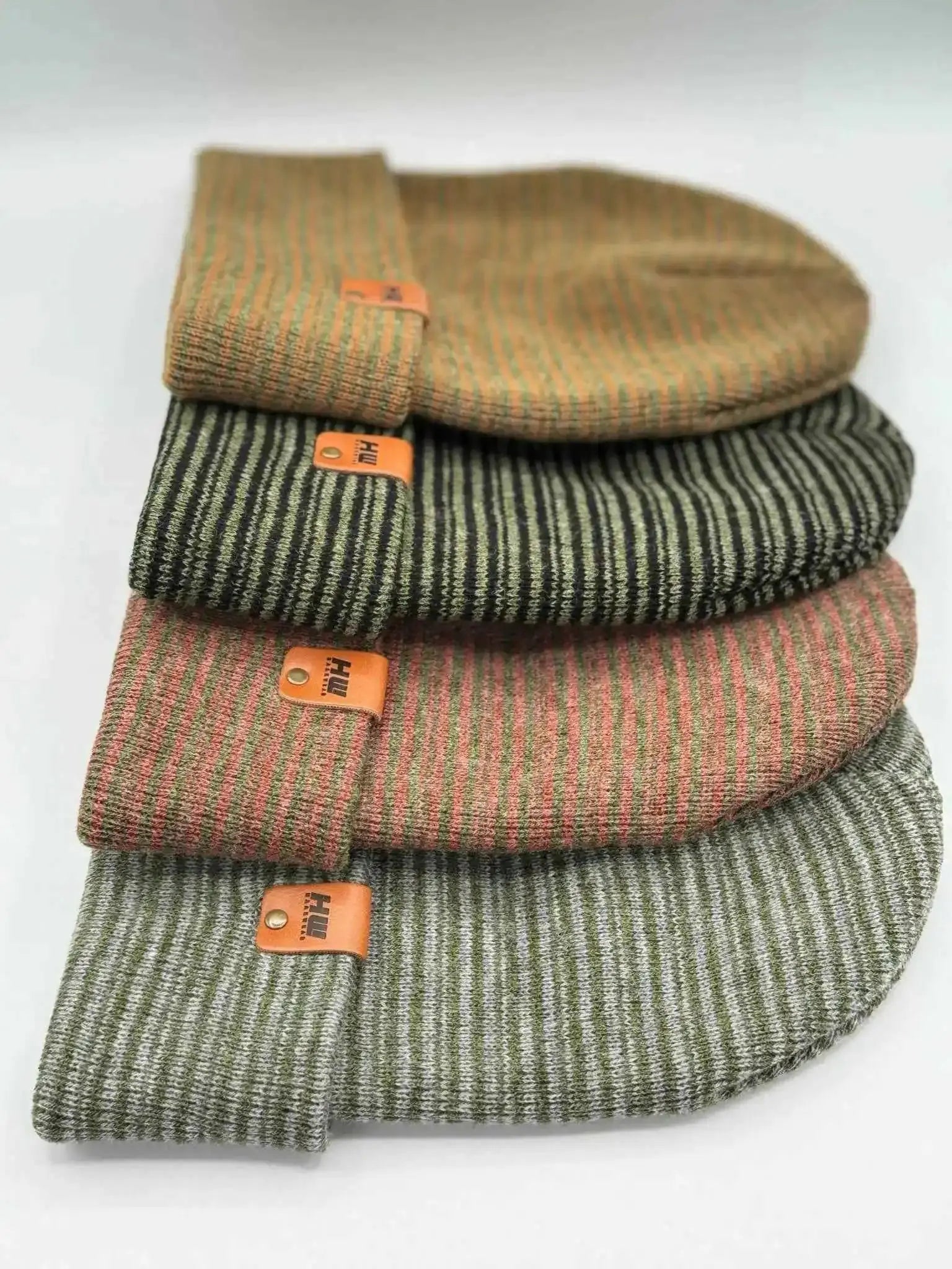 Classic Contrast Cuffed Beanie, Brown and Green Haakwear