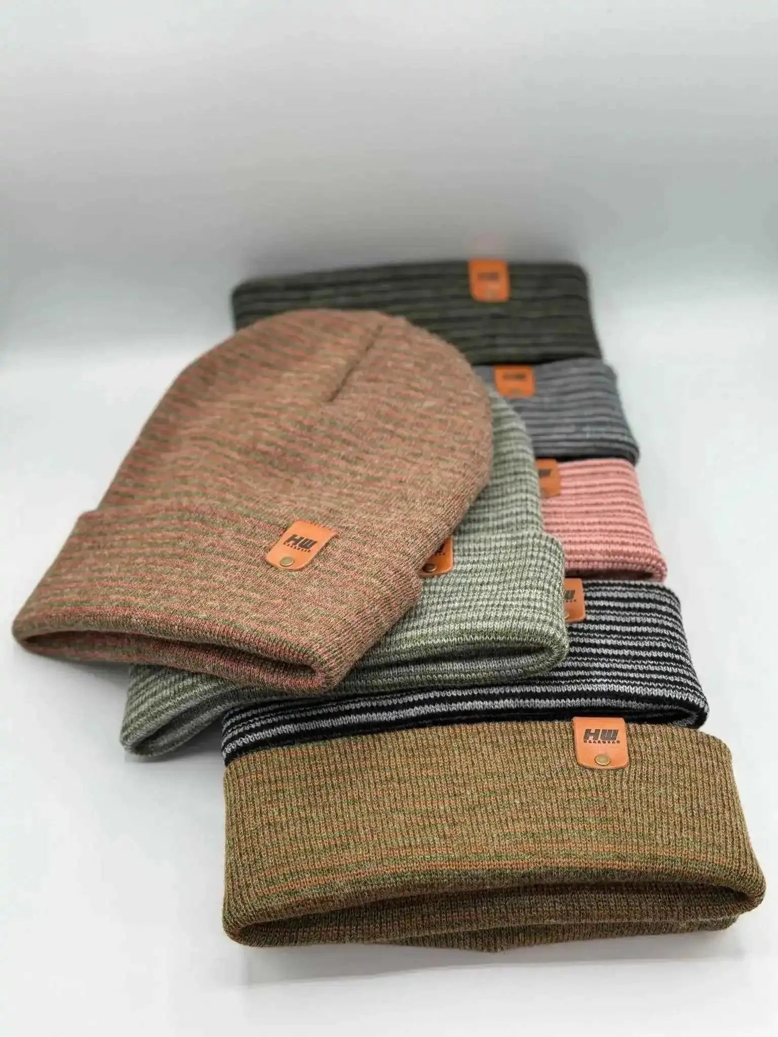 Classic Contrast Cuffed Beanie, Burgundy and Green Haakwear