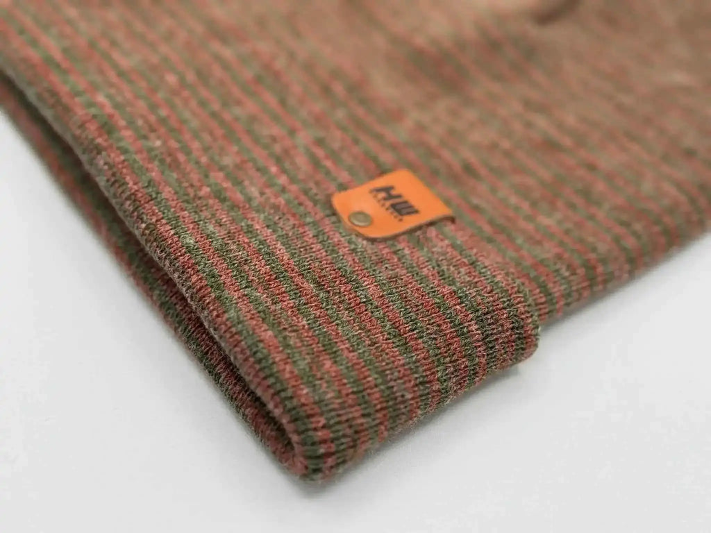 Classic Contrast Cuffed Beanie, Burgundy and Green Haakwear