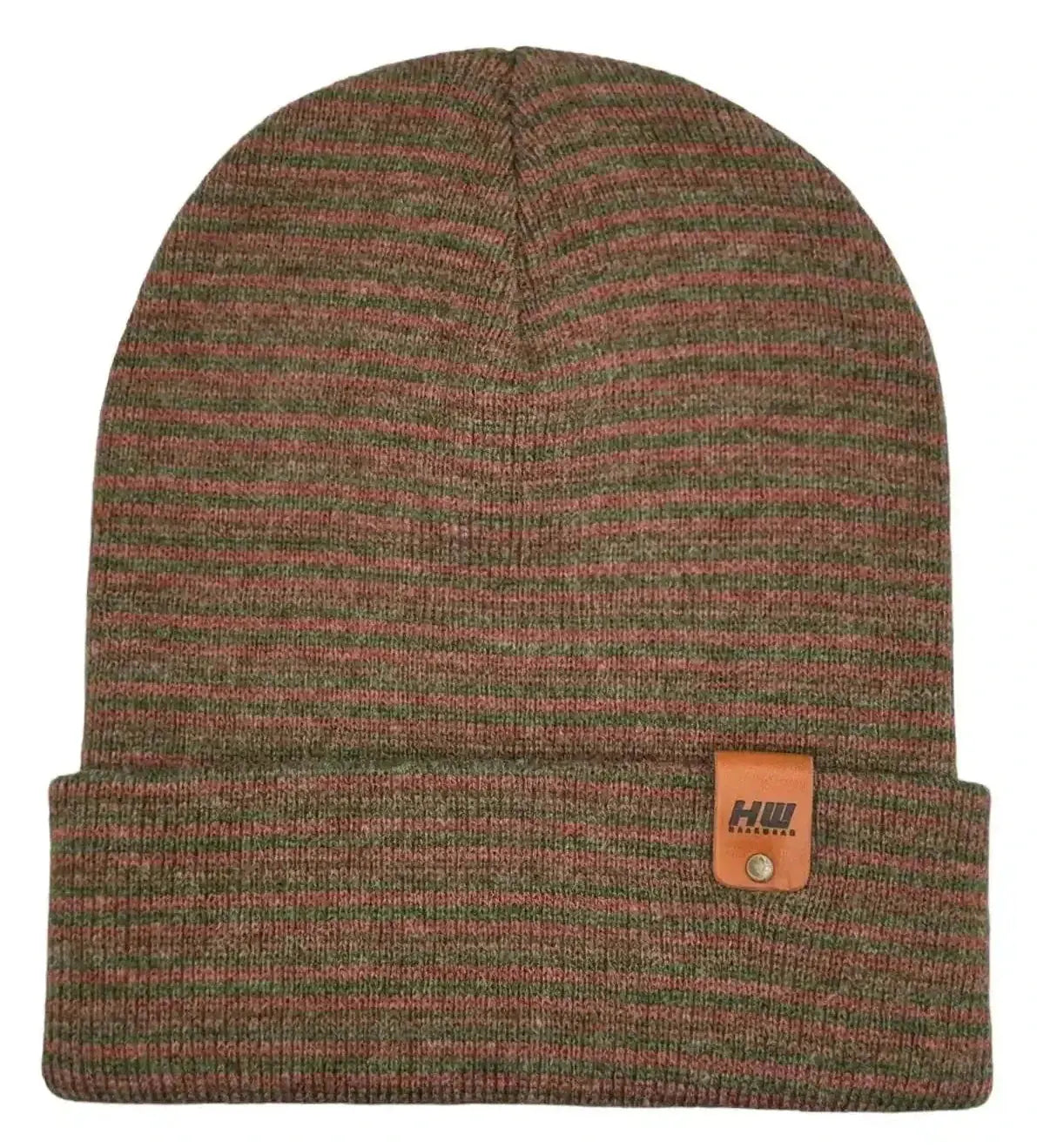 Classic Contrast Cuffed Beanie, Burgundy and Green Haakwear