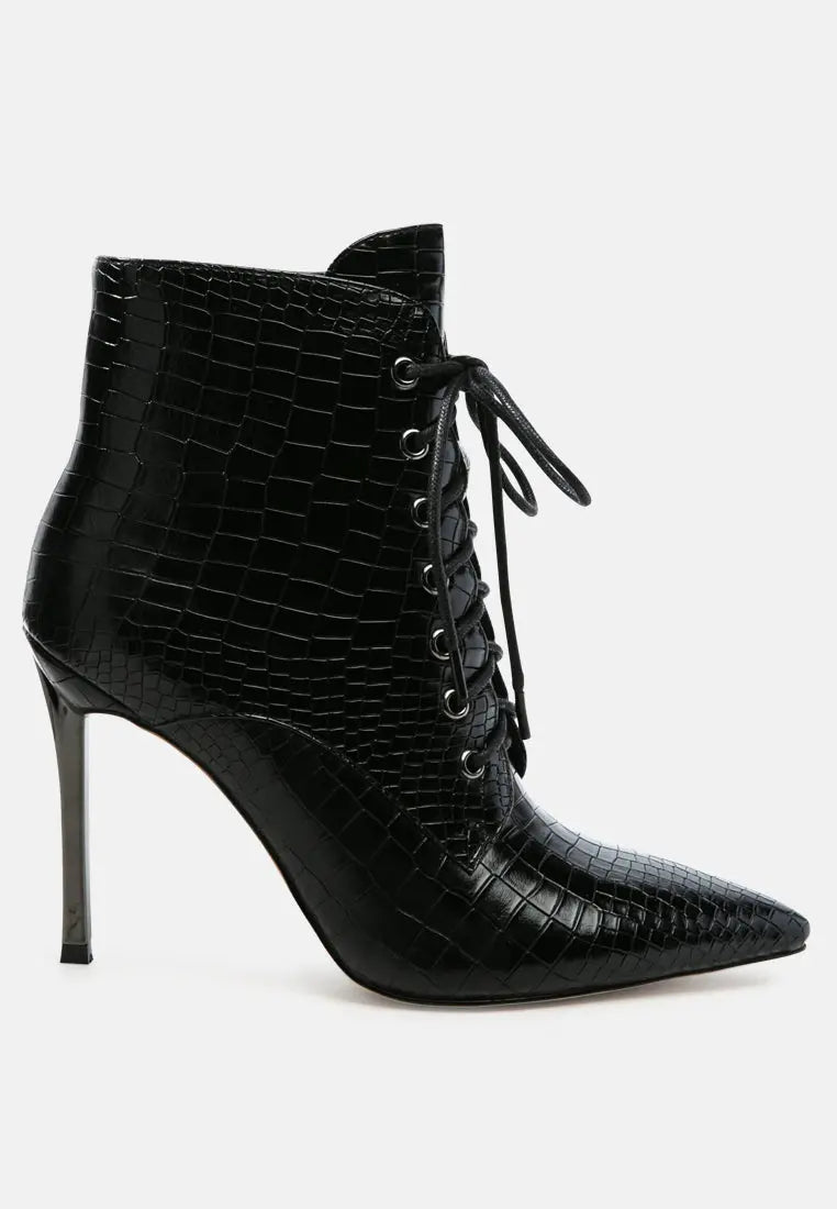 Escala Croc Stiletto Ankle Boots London Rag