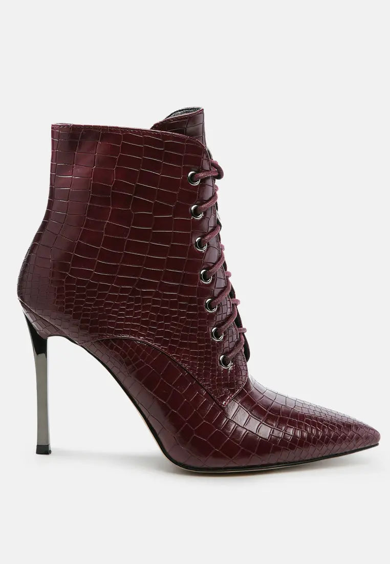 Escala Croc Stiletto Ankle Boots London Rag