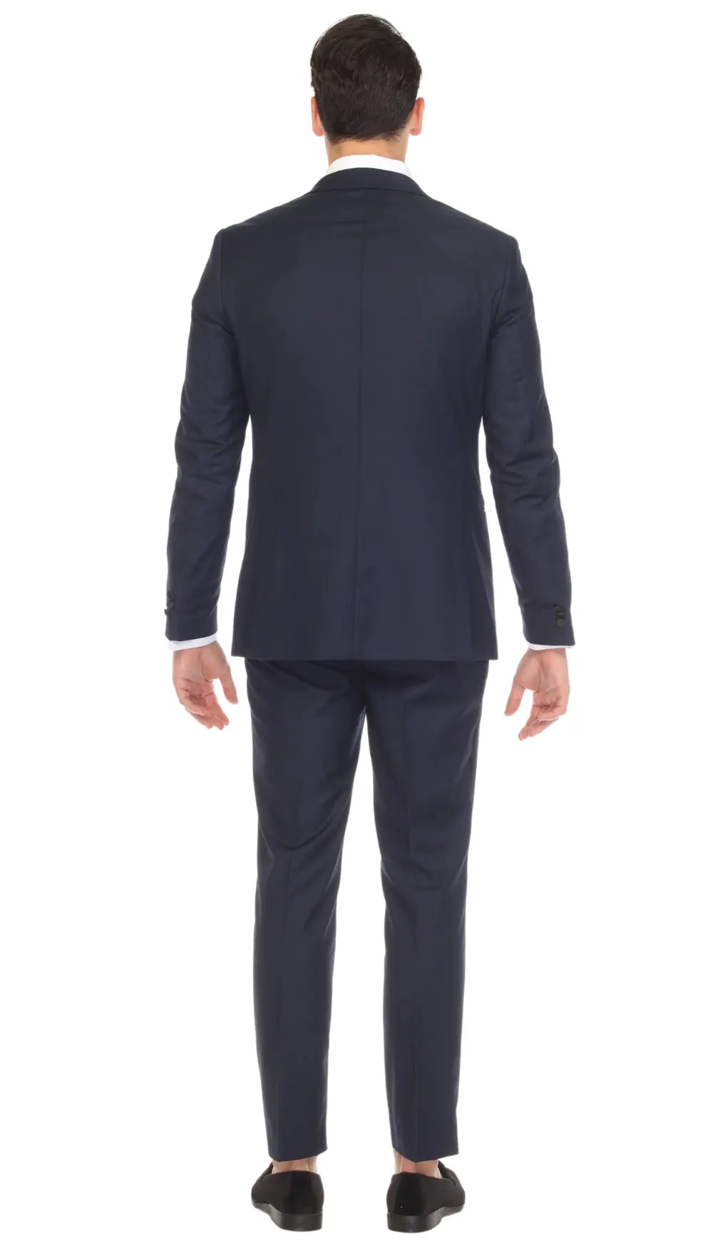 Debonair Navy Slim Fit Peak Lapel 2 Piece Tuxedo Suit Set-3