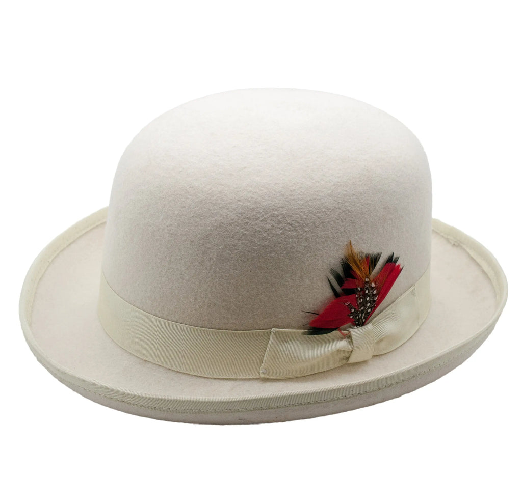 Premium Wool Off-White Derby Bowler Hat Ferrecci