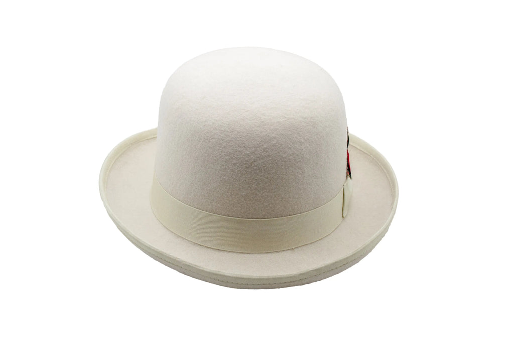 Premium Wool Off-White Derby Bowler Hat Ferrecci