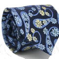Mens Dads Classic Navy Floral Pattern Business Casual Necktie & Hanky Set DF-5 Ferrecci USA
