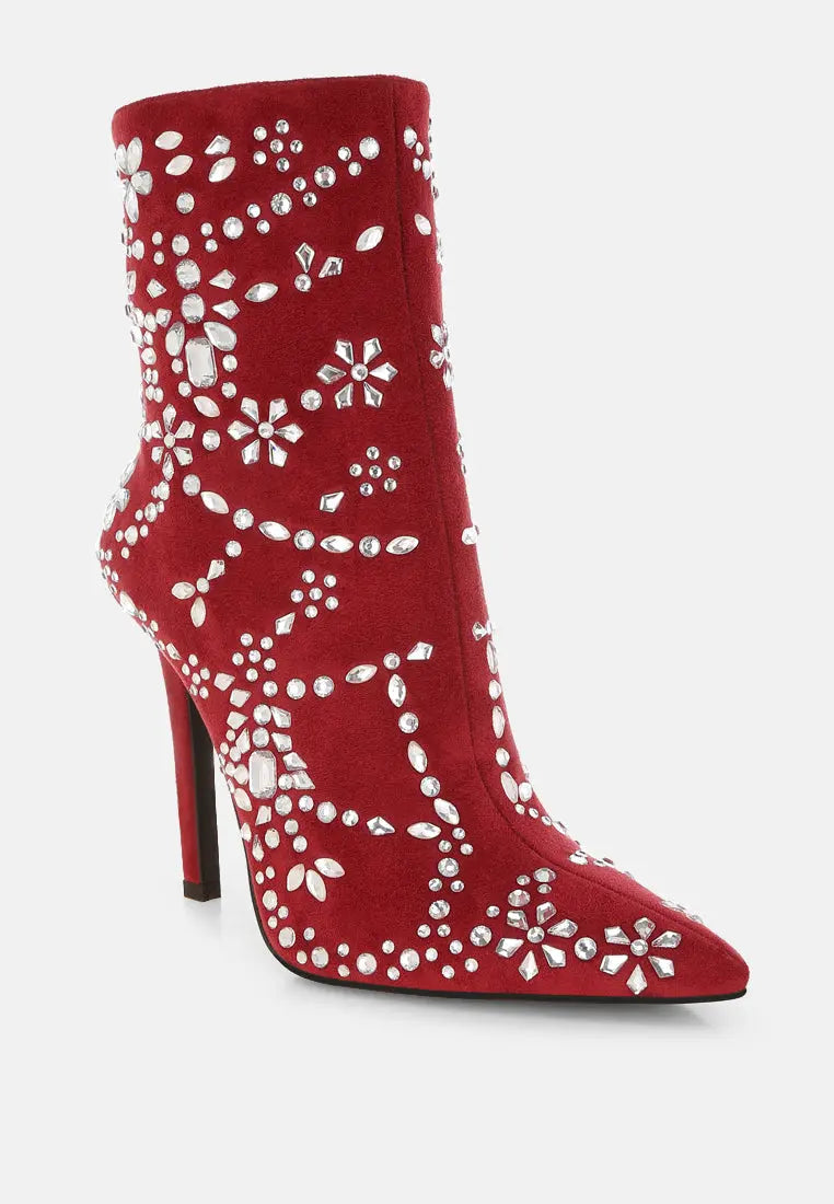 Dunari Diamante Embellished Microfiber Boots London Rag