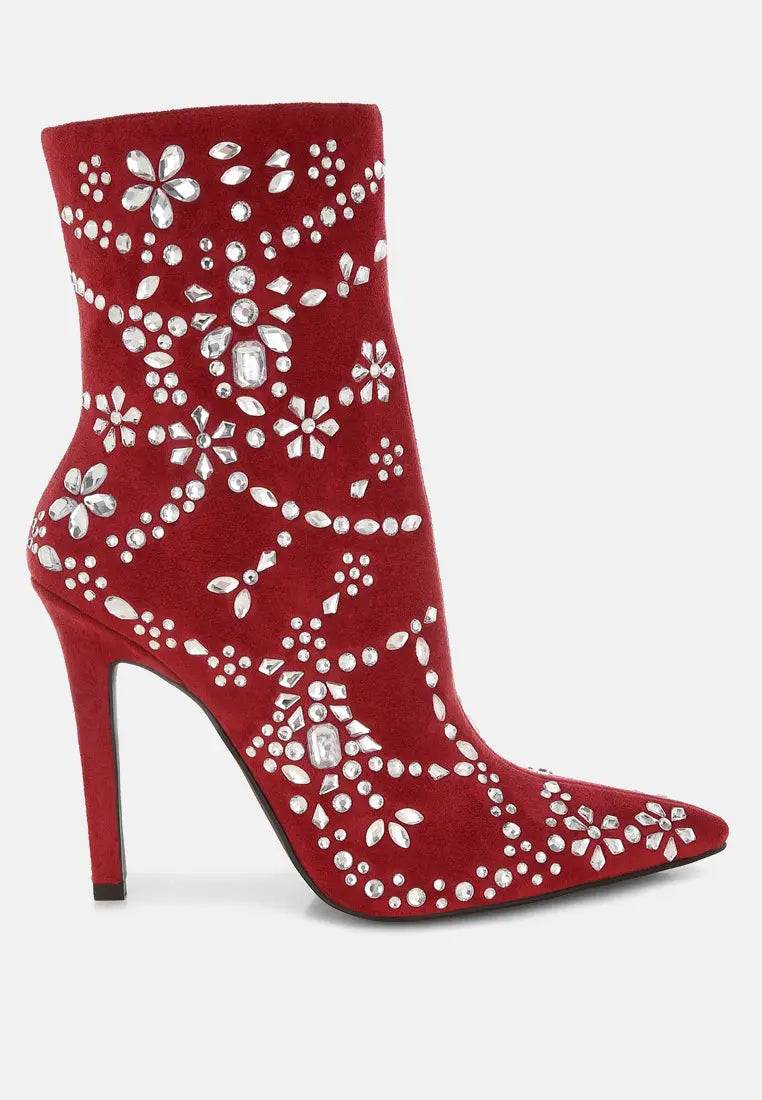 Dunari Diamante Embellished Microfiber Boots London Rag