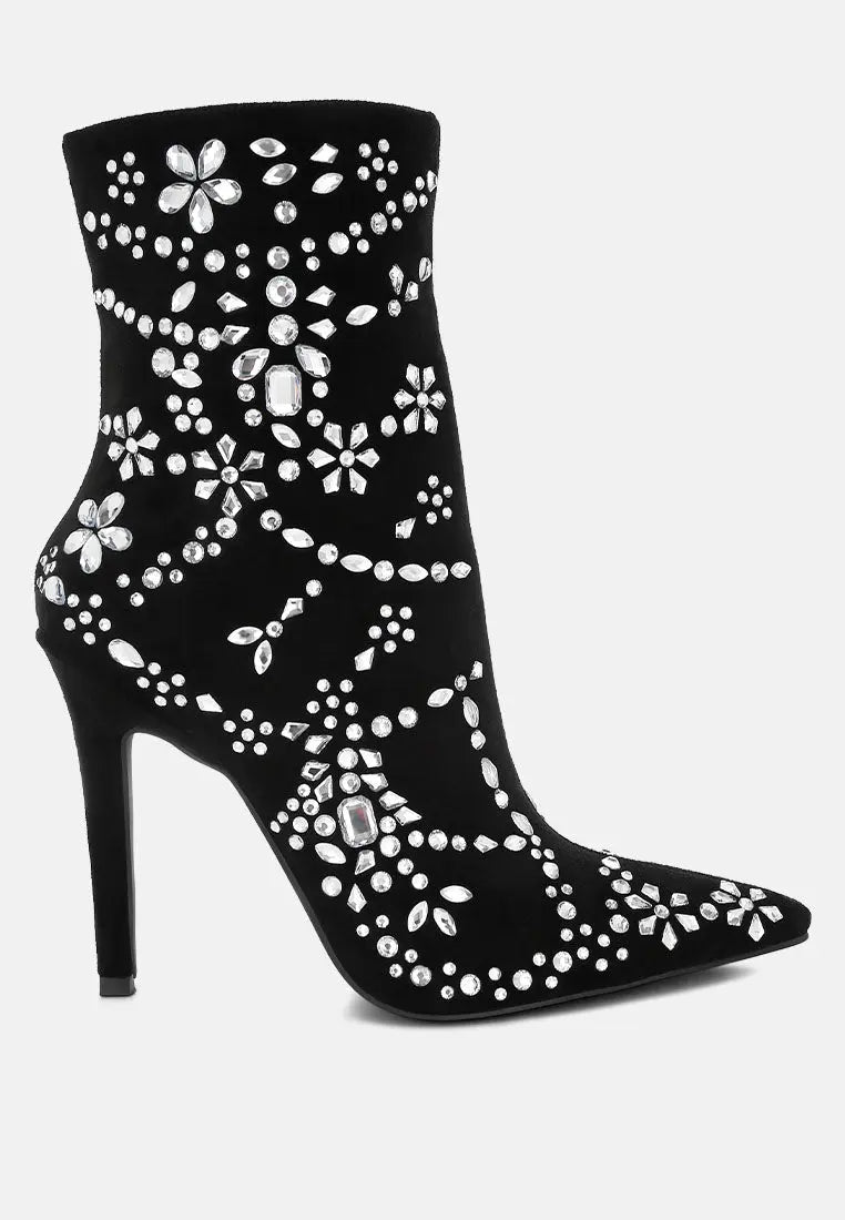 Dunari Diamante Embellished Microfiber Boots London Rag