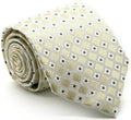 Mens Dads Classic Beige Geometric Pattern Business Casual Necktie & Hanky Set E-2 Ferrecci USA