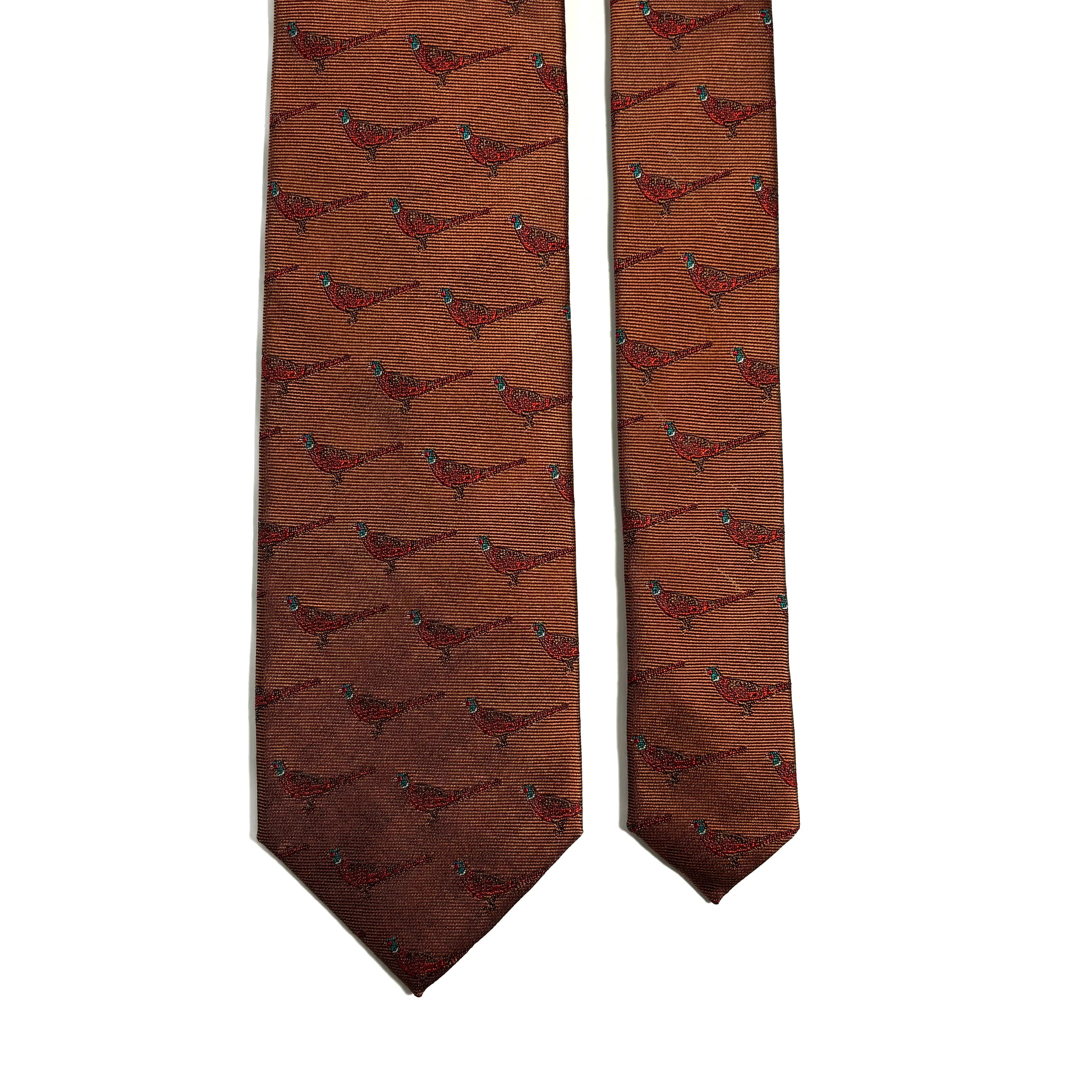 Brown Pheasant Motif Silk Jacquard Tie Potomac Tie Company