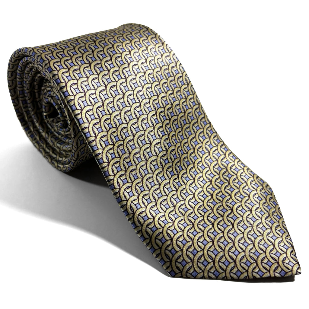 Beige & Lilac Geometric Silk Satin Tie Potomac Tie Company
