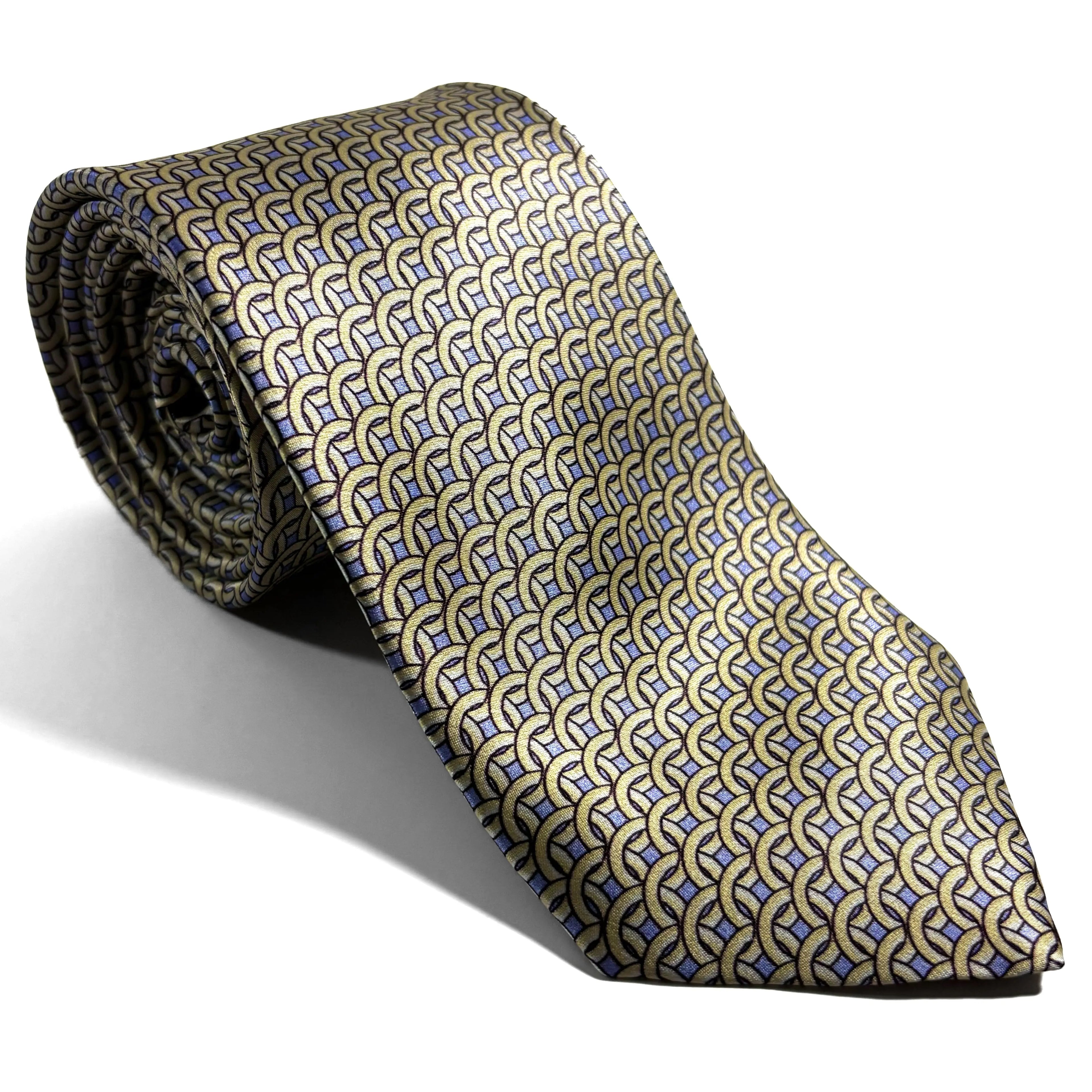 Beige & Lilac Geometric Silk Satin Tie Potomac Tie Company