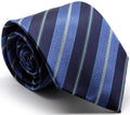 Mens Dads Classic Turquoise Striped Pattern Business Casual Necktie & Hanky Set F-6 Ferrecci USA
