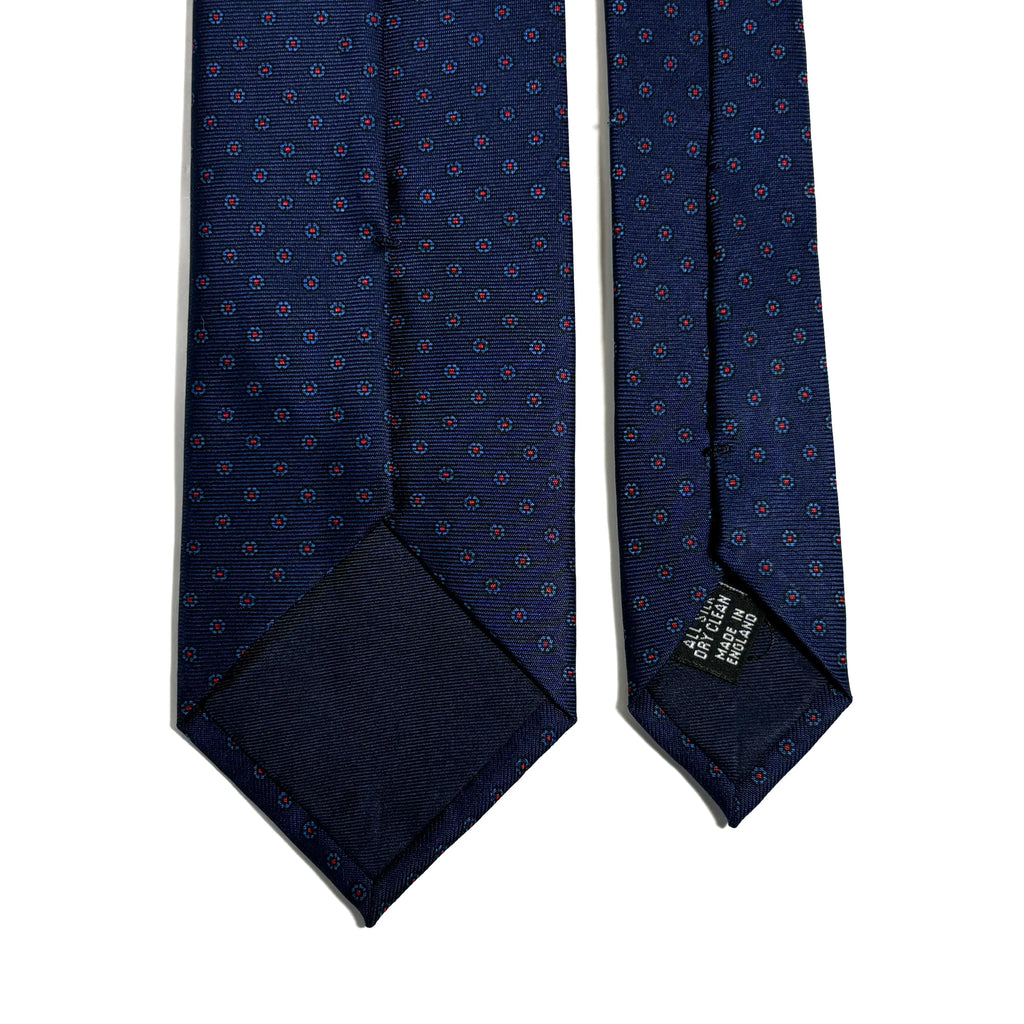 Hand-Printed Navy Blue Floral Silk Tie Potomac Tie Company