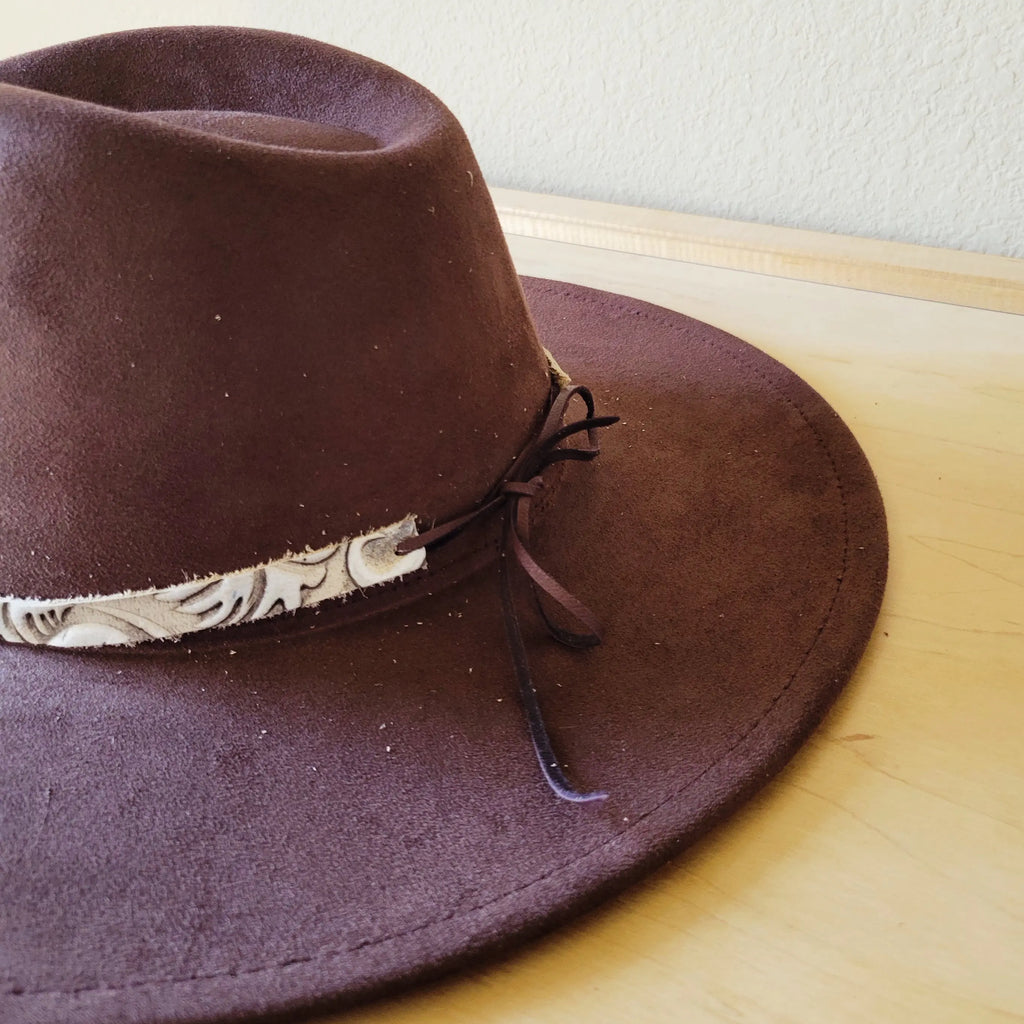 Sandy White Floral Embossed Leather Hat Band Only 951cc The Jewelry Junkie
