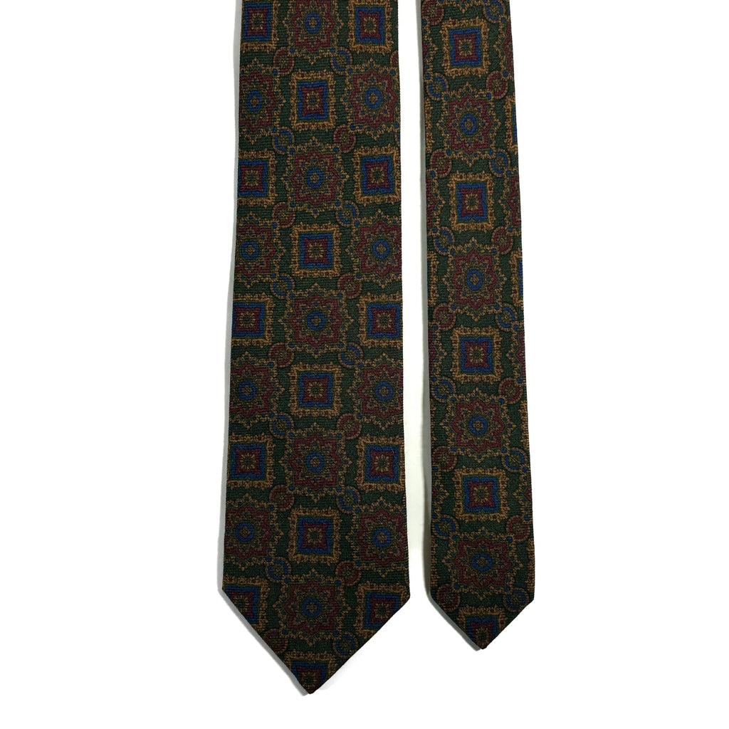 Forest Green Large Geometric Wool/Silk Tie Potomac Tie Company