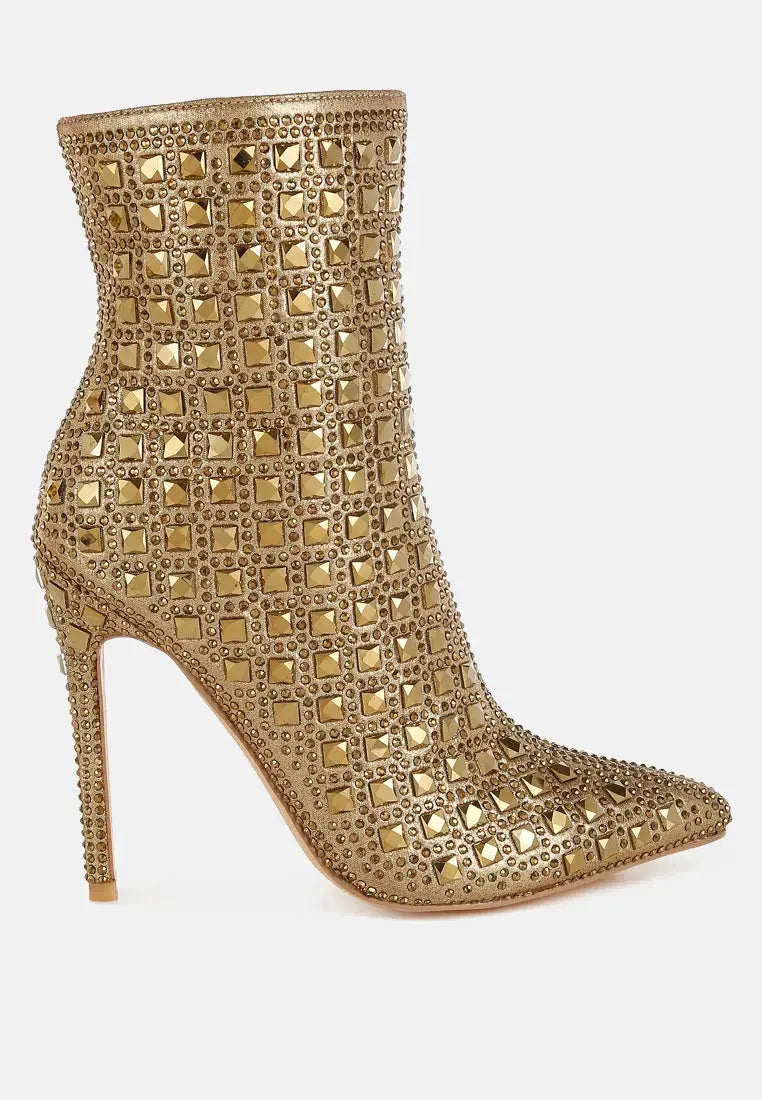 Frostin Pointed Toe Rhinestones Stiletto Boots London Rag