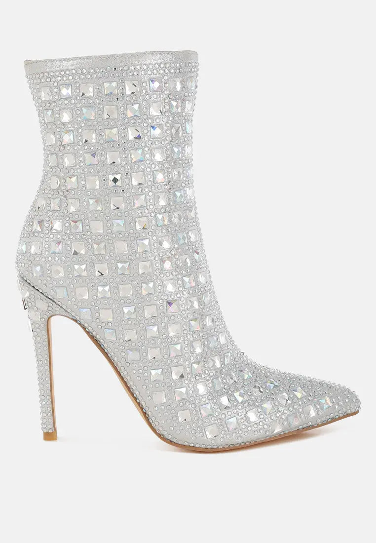 Frostin Pointed Toe Rhinestones Stiletto Boots London Rag
