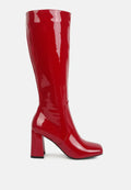 Hypnotize Patent Pu Block Heeled Calf Boots London Rag