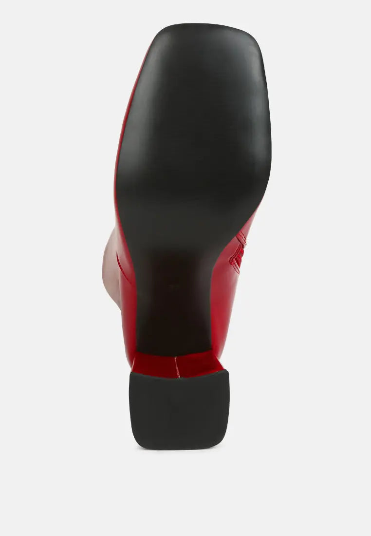 Hypnotize Patent Pu Block Heeled Calf Boots London Rag