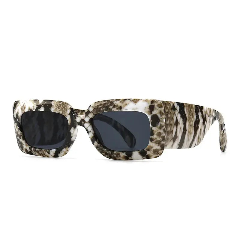 Fierce Snakeskin Square Sunglasses Boho Brown