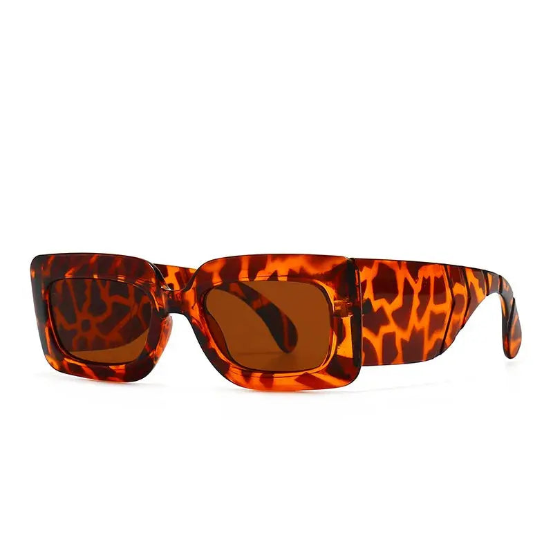 Fierce Snakeskin Square Sunglasses Boho Brown