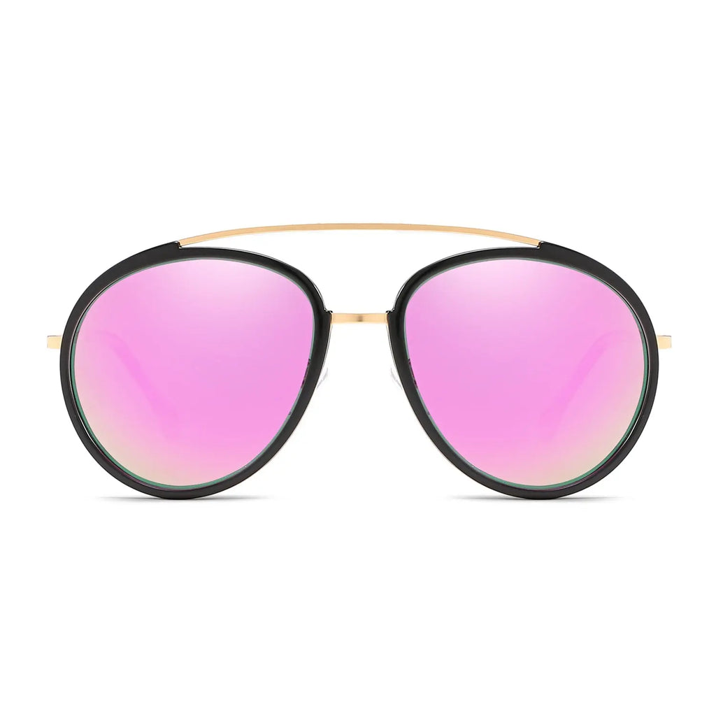 FARMINDALE | Polarized Circle Round Brow-Bar Fashion Sunglasses Cramilo Eyewear