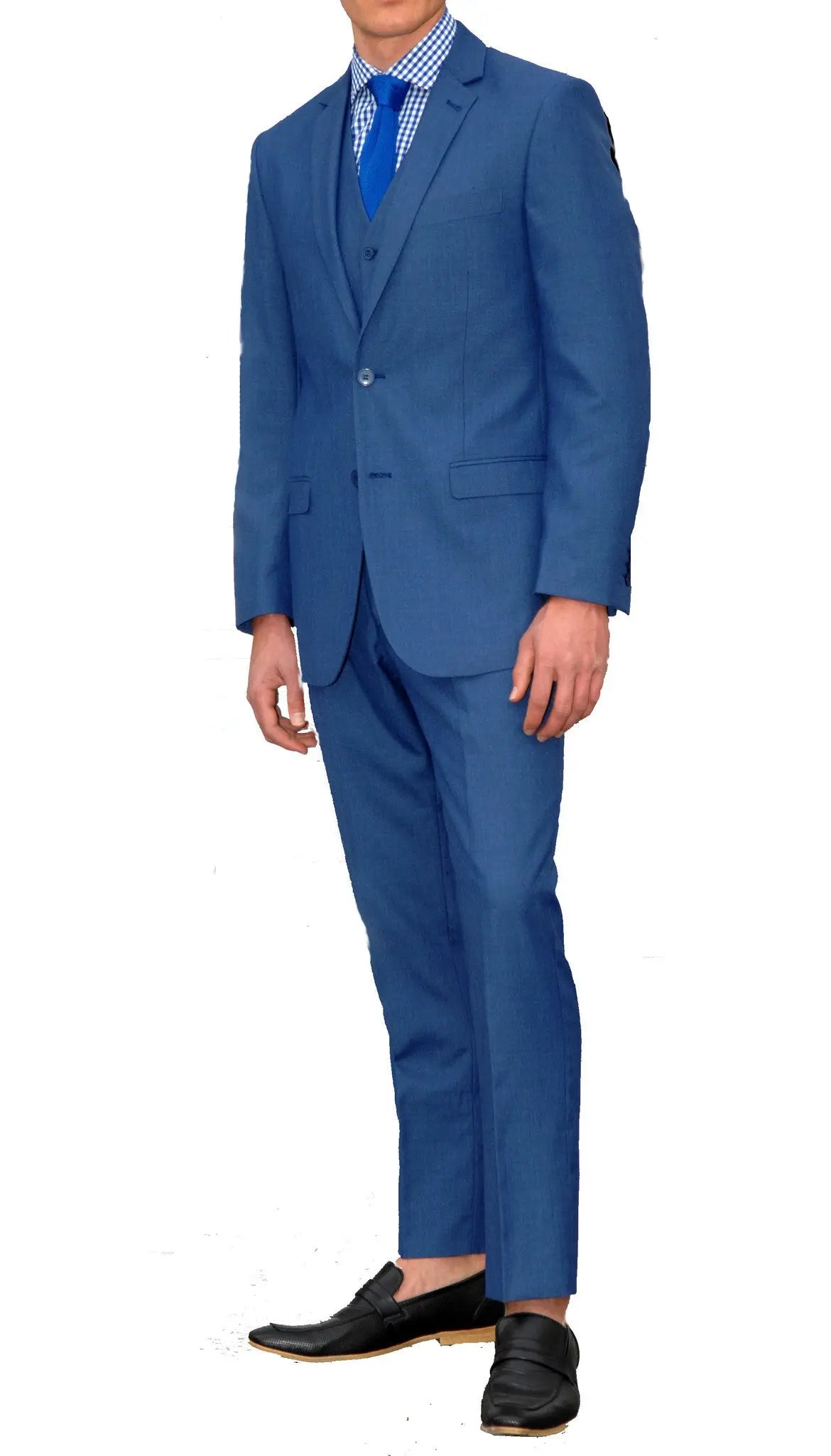 New Blue Slim Fit Suit - 3PC - JAX FERRECCI