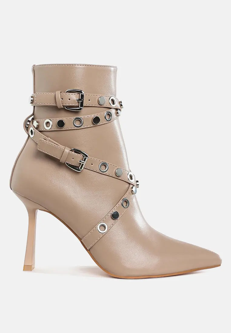 Jacinta Slim Flared Heel Strappy Boots London Rag
