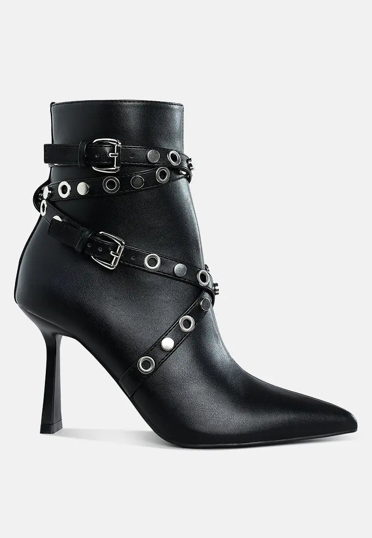 Jacinta Slim Flared Heel Strappy Boots London Rag