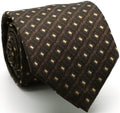 Mens Dads Classic Brown Geometric Pattern Business Casual Necktie & Hanky Set KO-9 Ferrecci USA