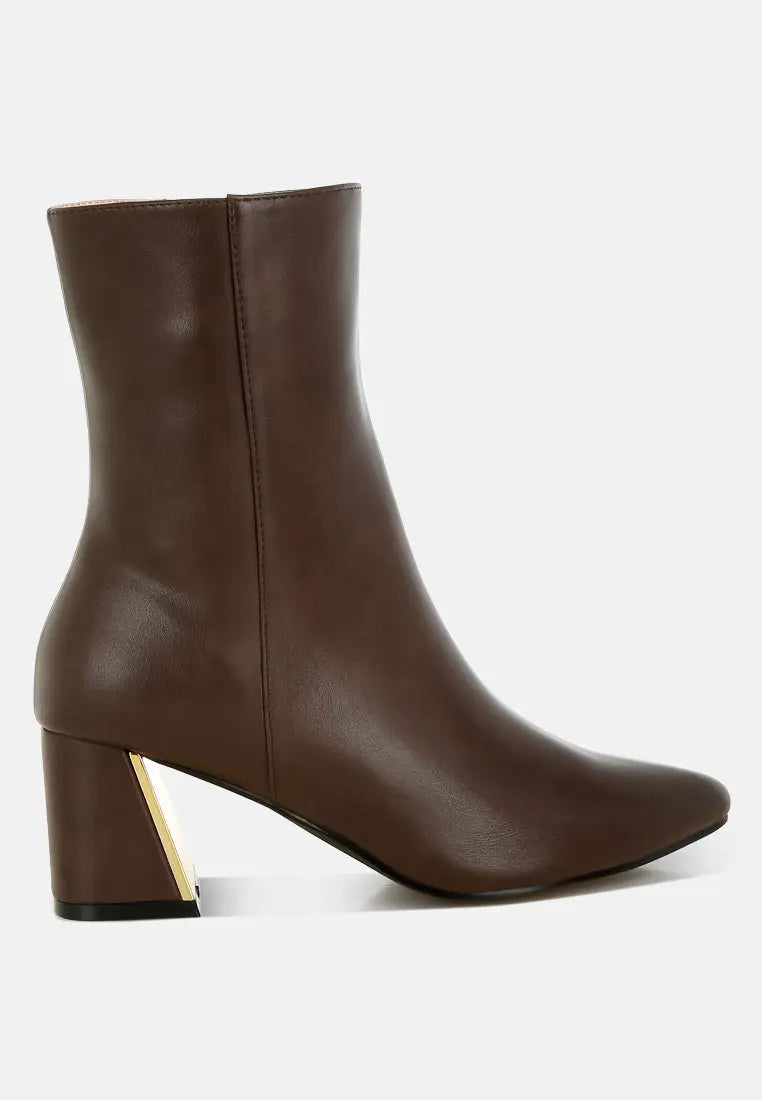 Kaira Metallic Accent Heel High Ankle Boots London Rag