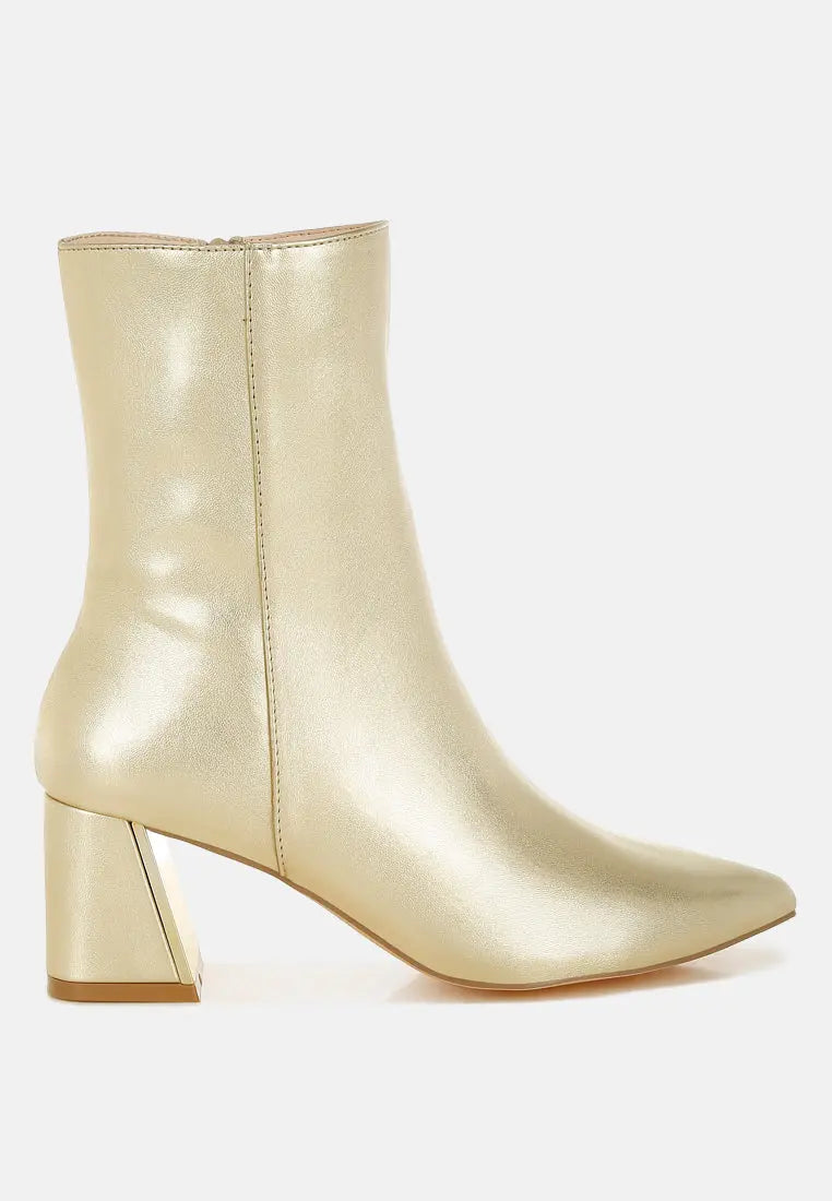 Kaira Metallic Accent Heel High Ankle Boots London Rag