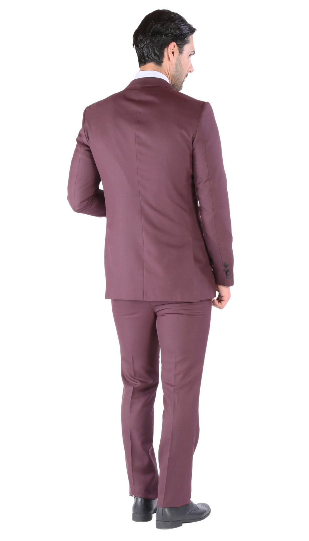 Luna 3pc Slim Fit Bugundy Peak Lapel Tuxedo Ferrecci