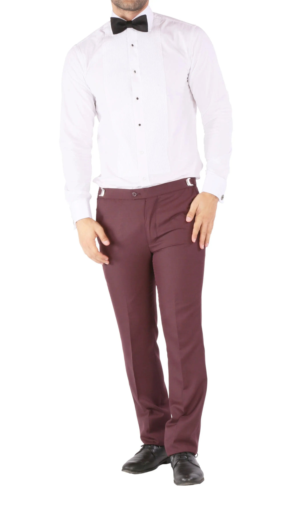 Luna 3pc Slim Fit Bugundy Peak Lapel Tuxedo Ferrecci