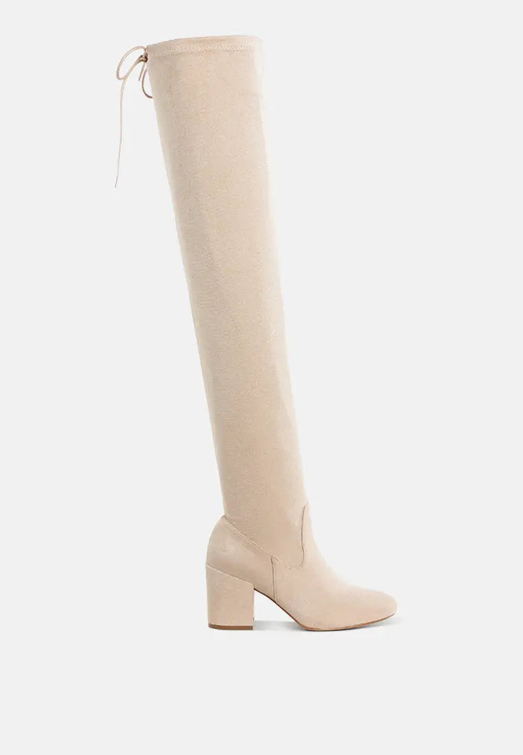 Liama Minimal Drawstring Detail Knee-High Boots London Rag