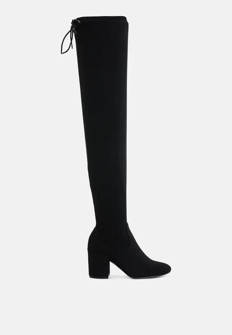Liama Minimal Drawstring Detail Knee-High Boots London Rag